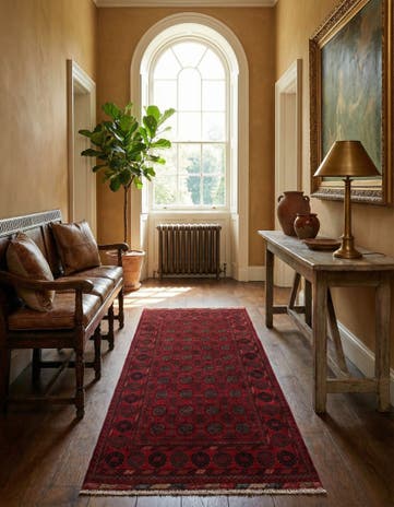 2' 9 x 6' 6 Hand Knotted Afghan Ersari Wool Runner Rug