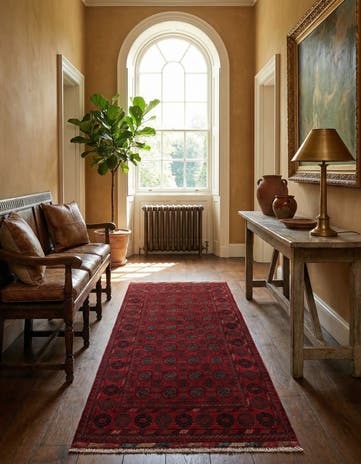 2' 9 x 6' 6 Hand Knotted Afghan Ersari Wool Runner Rug