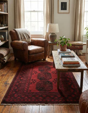 3' 3 x 4' 9 Hand Knotted Afghan Akhche Wool Rug