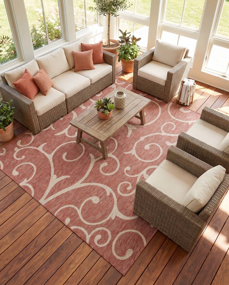 Detailansicht von 325cm x 325cm Leicht zu reinigen Botanical Innen- / Außenbereich Quadrat Teppich