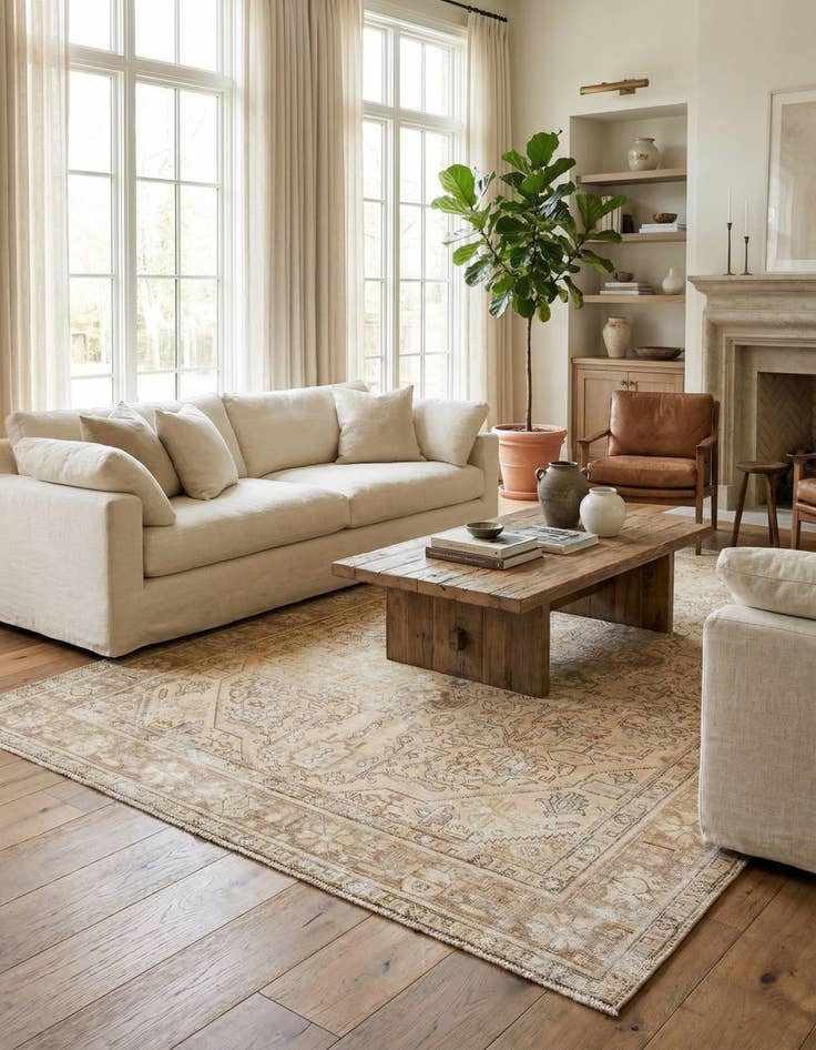 Detail image of 6' 5 x 9' 6  Hand Knotted Ultra Vintage Persian Wool Rug