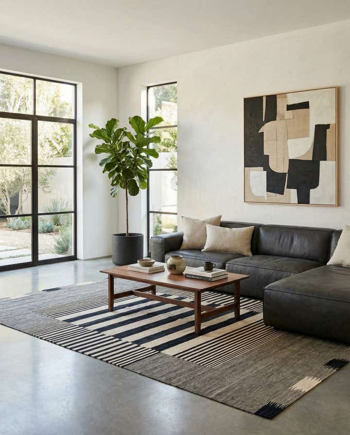 6' 9 x 9' 9 Hand Woven Kilim Modern Wool Rug