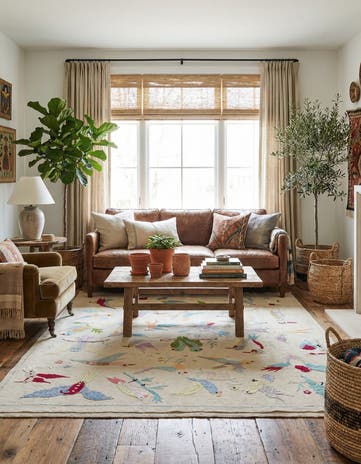 4' 11 x 6' 3 Hand Woven Kilim Suzani Wool Rug