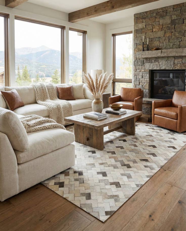 Detail image of 5' 2 x 8' Cowhide - Patchwork Rug