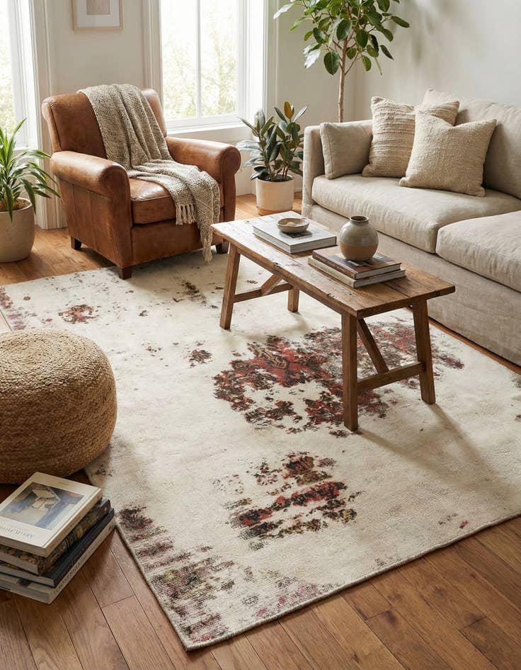 Detail image of 4' 7 x 6' 6  Hand Knotted Ultra Vintage Persian Wool Rug