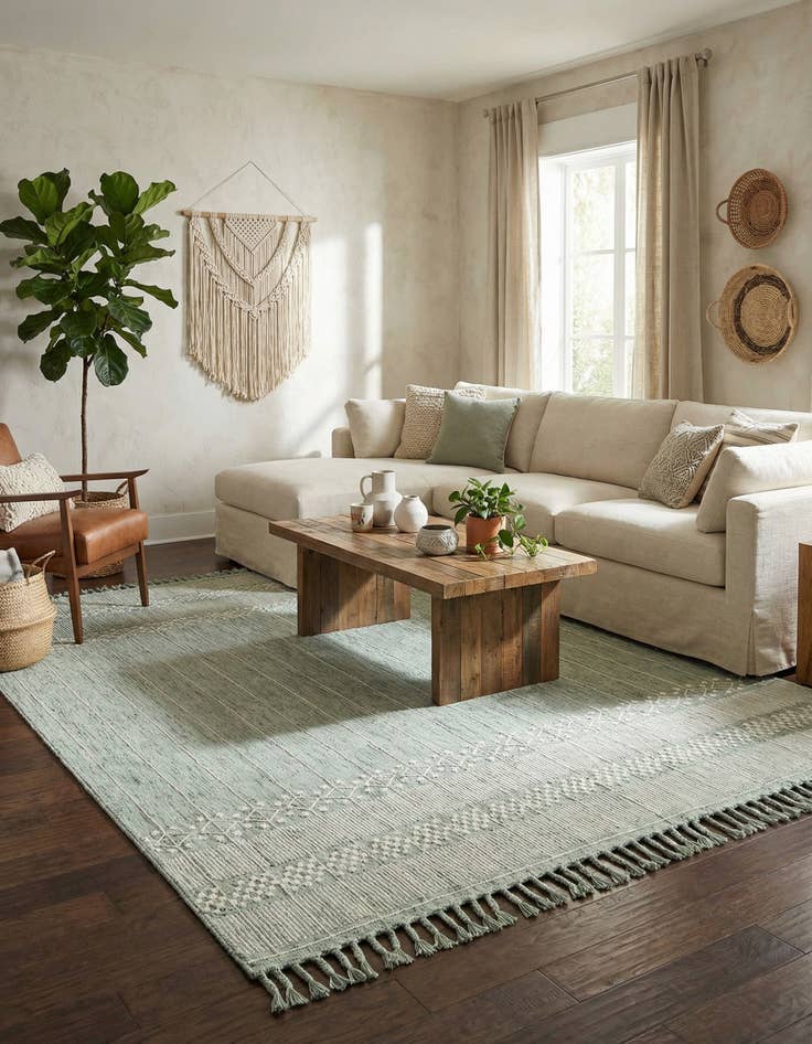 Detail image of 10' x 14' 1  Washable Eco Bohemian Indoor / Outdoor Rug