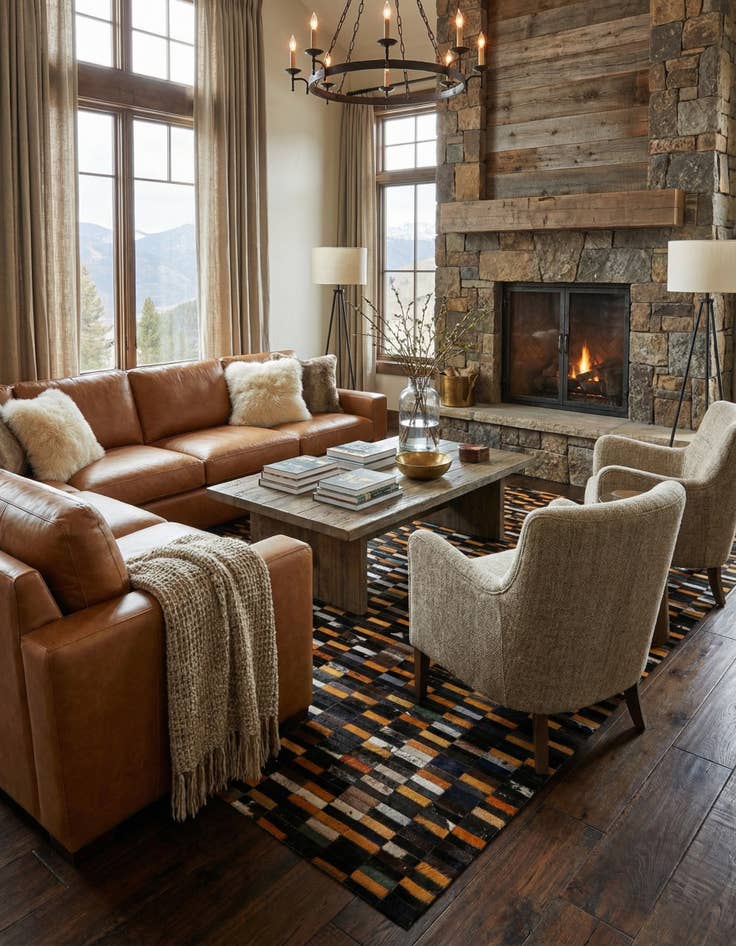 Detail image of  5' 3 x 8' 1 Cowhide - Patchwork Rug