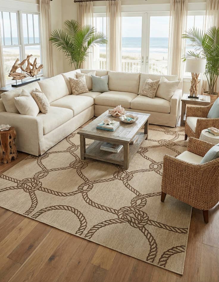 Detail image of 10' x 14'  Washable Coastal Indoor / Outdoor Rug