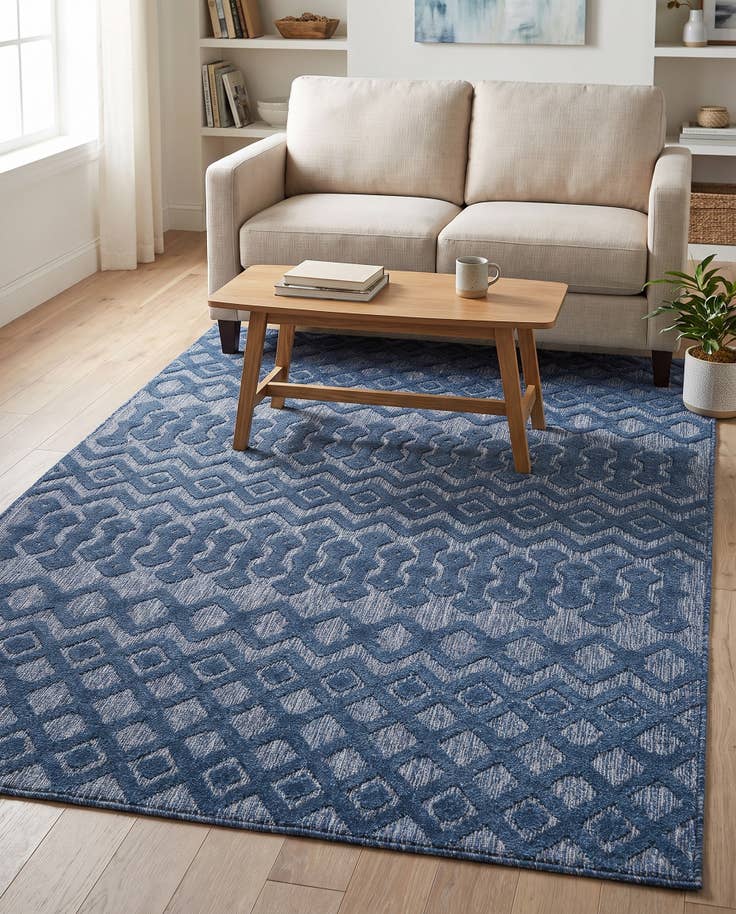 Detail image of 5' 3 x 8' Easy-Clean Trellis Textured Indoor / Outdoor Rug