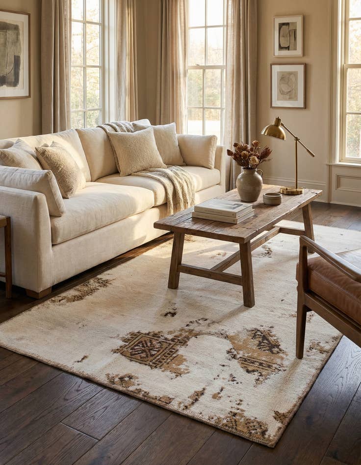 Detail image of 3' 7 x 6' 6  Hand Knotted Ultra Vintage Persian Wool Rug