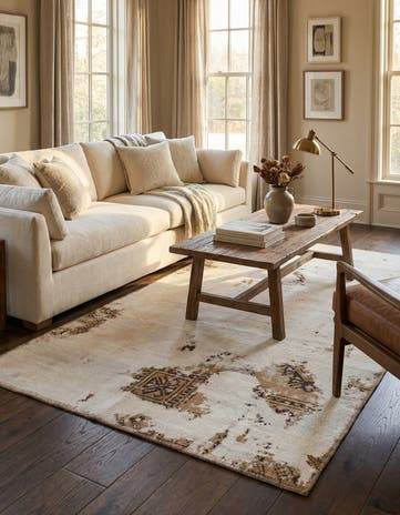 3' 7 x 6' 6 Hand Knotted Ultra Vintage Persian Wool Rug