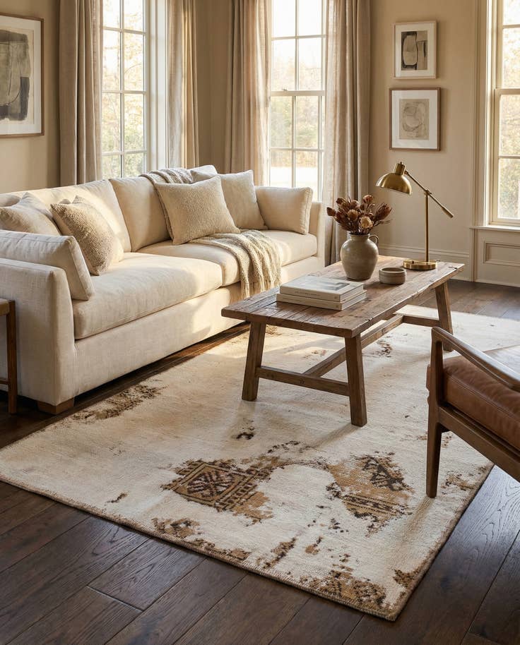Detail image of 3' 7 x 6' 6 Hand Knotted Ultra Vintage Persian Wool Rug