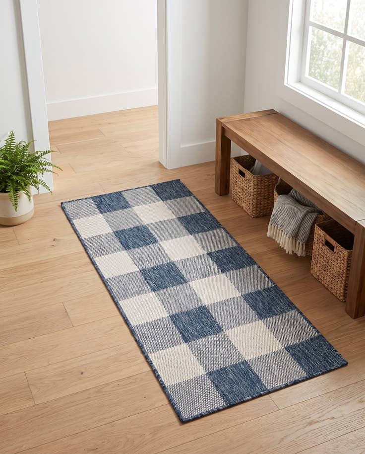 Detail image of 2' x 5' 3 Easy-Clean Checkered Indoor / Outdoor Runner Rug