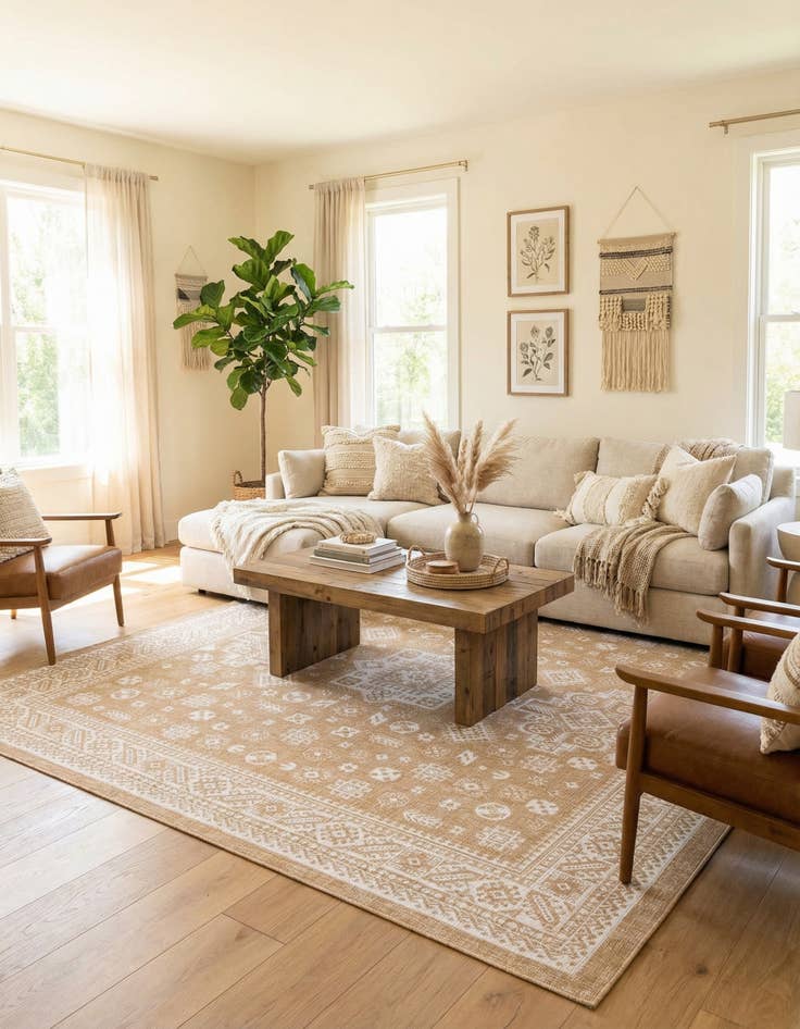 Detail image of 10' x 10'  Washable Aztec Indoor / Outdoor Square Rug