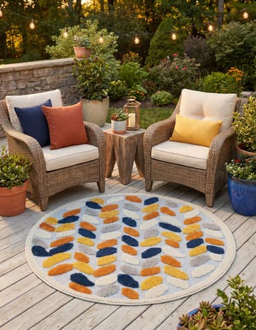 Gray Easy-Clean Aruba Indoor / Outdoor Round Rug
