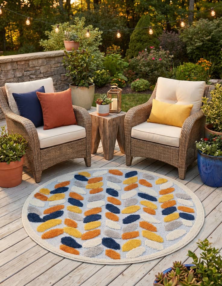 Detail image of 3' 3 x 3' 3  Washable Aruba Indoor / Outdoor Round Rug