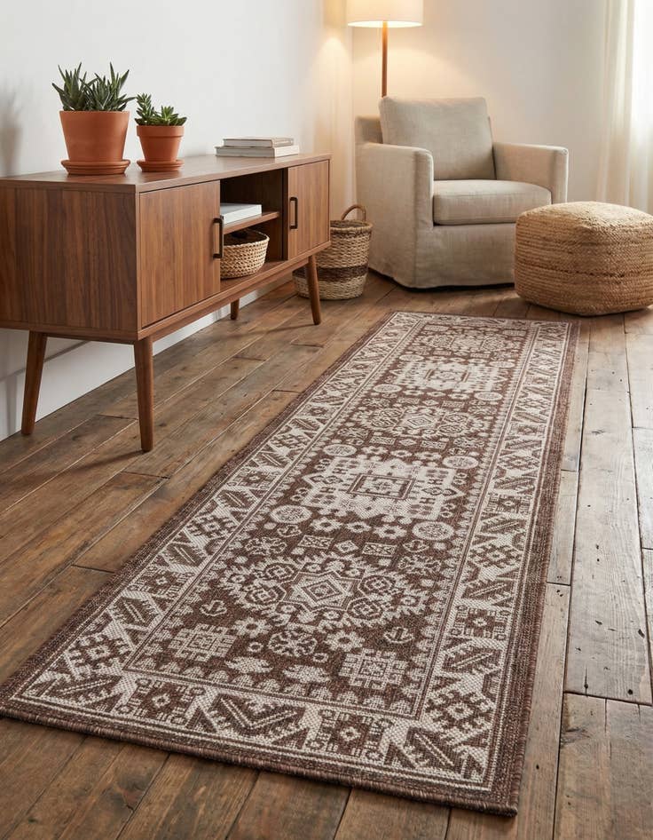 Detail image of 2' x 8'  Washable Aztec Indoor / Outdoor Runner Rug