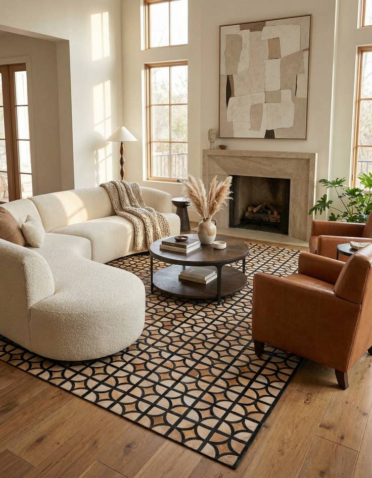 Detail image of 8' 2 x 10' Cowhide Leather Rug