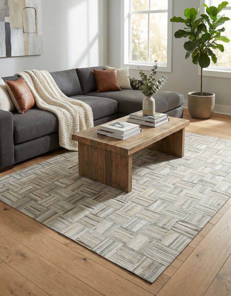 Detail image of 5' 3 x 8' Cowhide Leather Rug