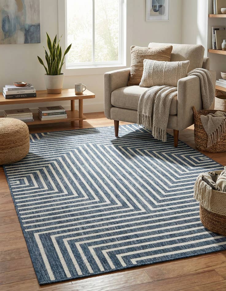 Detail image of 4' x 6'  Washable Modern Indoor / Outdoor Rug