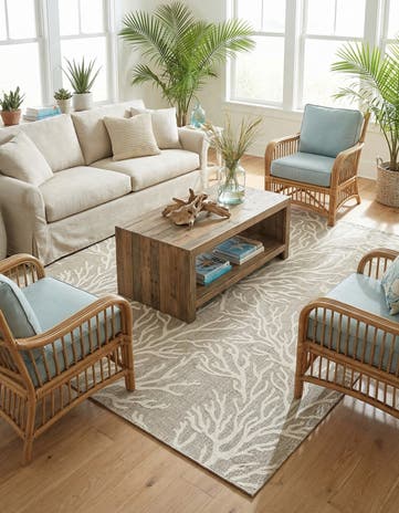 10' x 10' Easy-Clean Coastal Indoor / Outdoor Square Rug