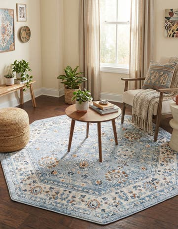 Aqua Blue Charlotte Octagon Rug