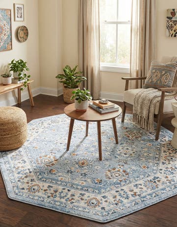 Aqua Blue Charlotte Octagon Rug