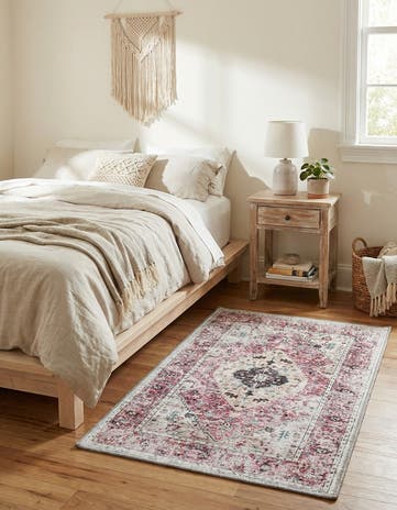Light Coral Pink Washable Yara Rug