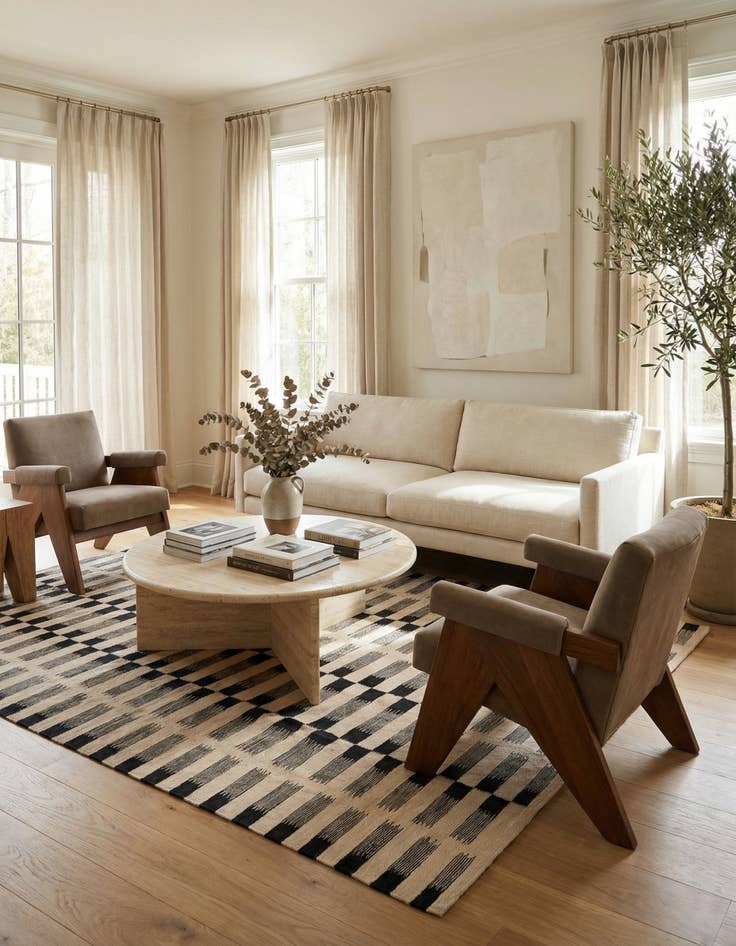 Detail image of 5' 9 x 7' 9  Hand Woven Kilim Modern Wool Rug