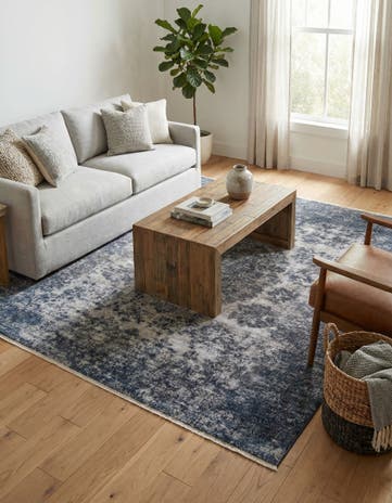 Gray and Blue Boutique Square Rug