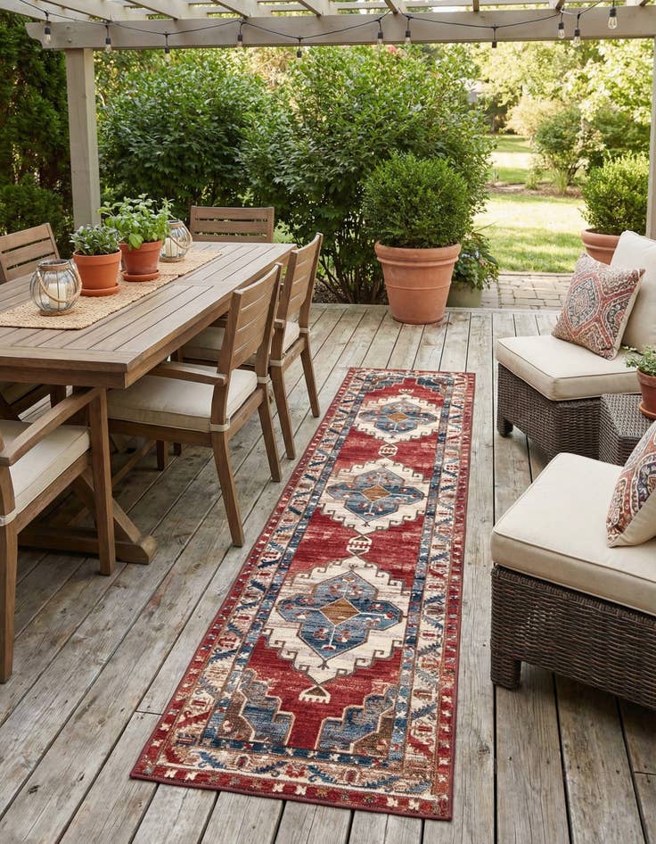 Detail image of 2' 7 x 12' Easy-Clean Traditional Indoor / Outdoor Runner Rug