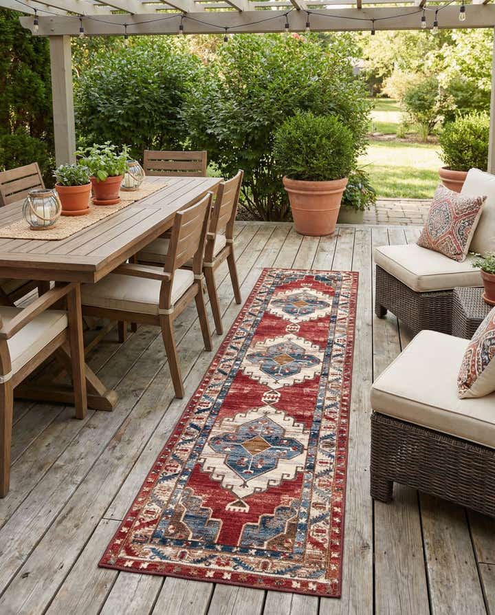 2' 7 x 12' Easy-Clean Traditional Indoor / Outdoor Runner Rug