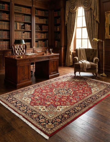 4' 8 x 7' Hand Knotted Qom Persian Rug