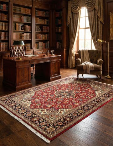 4' 8 x 7' Hand Knotted Qom Persian Rug