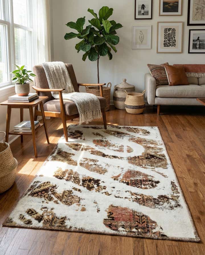 3' 7 x 5' 9 Hand Knotted Ultra Vintage Persian Wool Rug
