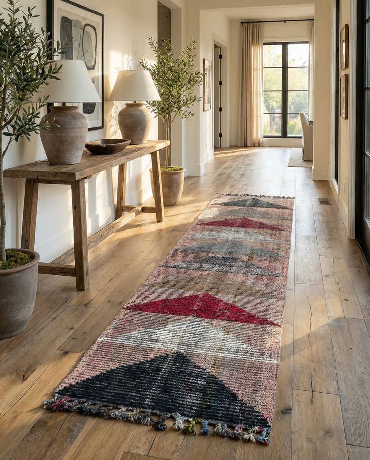 Detail image of 2' 8 x 11' 10 Hand Knotted Moroccan Wool Runner Rug