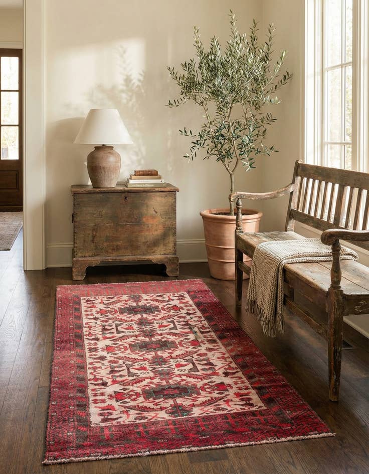 Detail image of  2' 9 x 5' 8  Hand Knotted Ultra Vintage Persian Wool Runner Rug