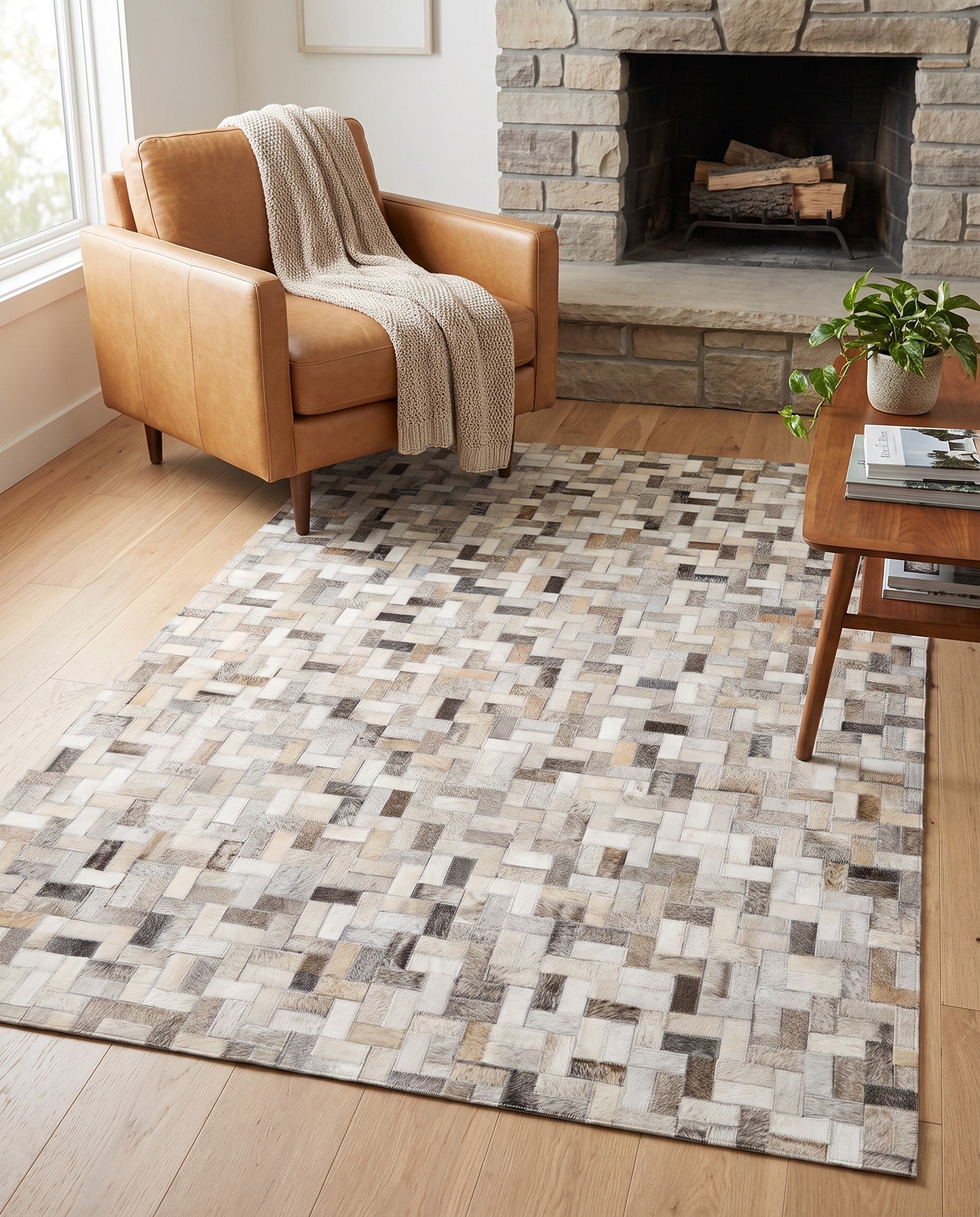 4' 1 x 5' 10 Cowhide Stocks Rug