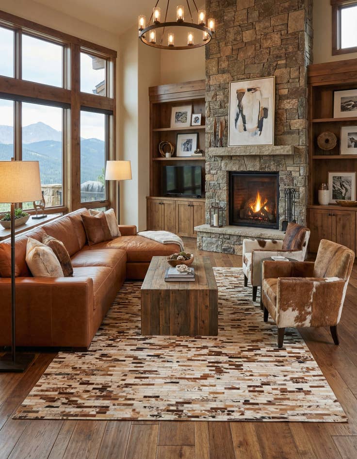 Detail image of 5' x 8' Cowhide Leather Rug