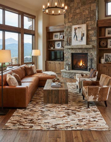 5' x 8' Cowhide Leather Rug