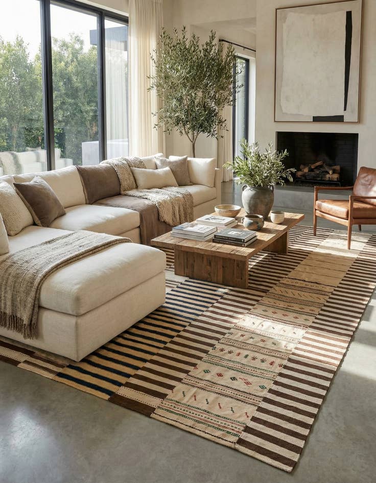 Detail image of 9' 5 x 12'  Hand Woven Kilim Modern Wool Rug