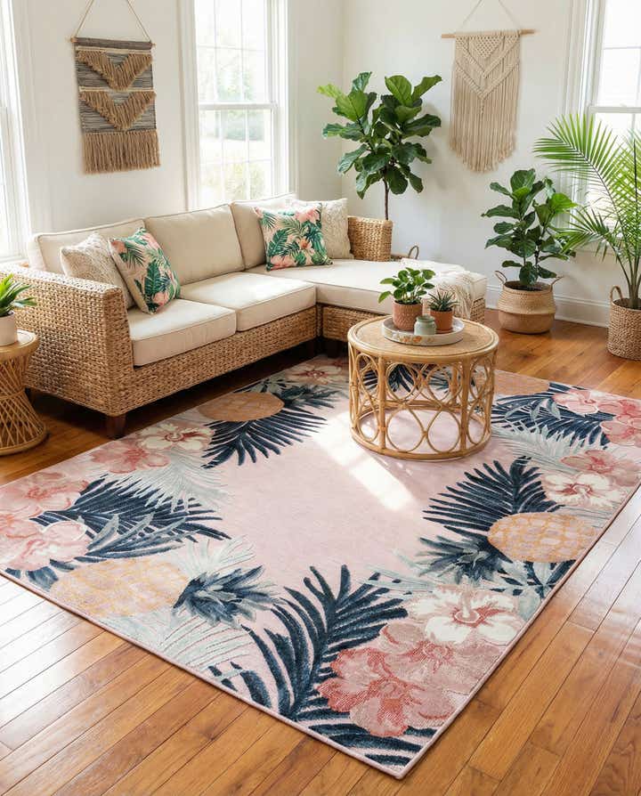 6' 4 x 9' Easy-Clean Botanical Indoor / Outdoor Rug