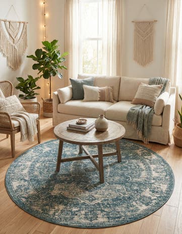 Blue Isabella Round Rug