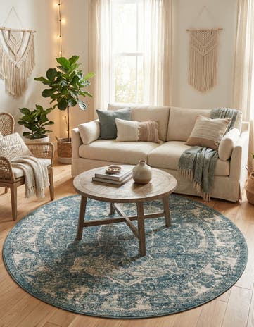 Blue Isabella Round Rug
