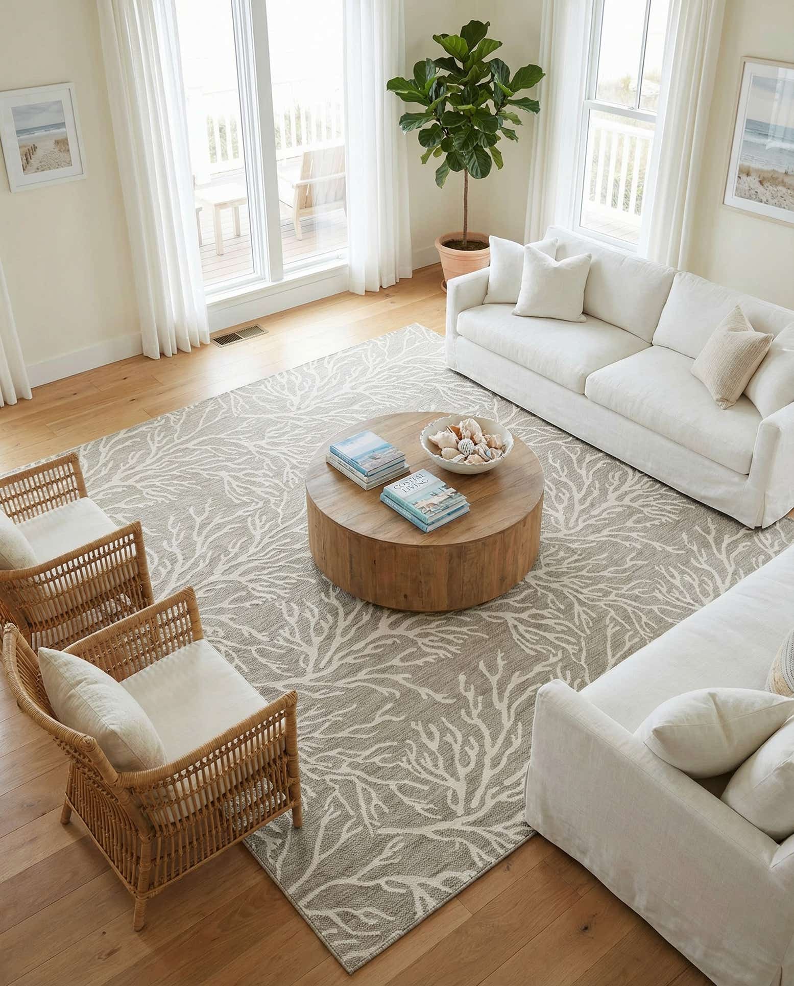 13' x 13' Easy-Clean Coastal Indoor / Outdoor Square Rug