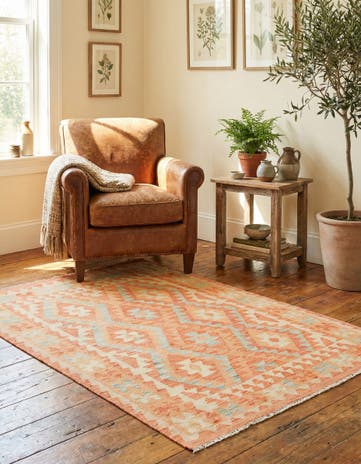 3' 7 x 5' Hand Woven Kilim Waziri Wool Rug