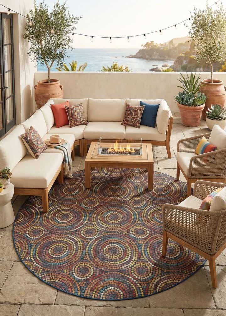 10' x 10' Easy-Clean Baja Indoor / Outdoor Round Rug