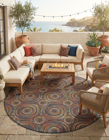 Easy-Clean Baja Indoor / Outdoor Round Rug