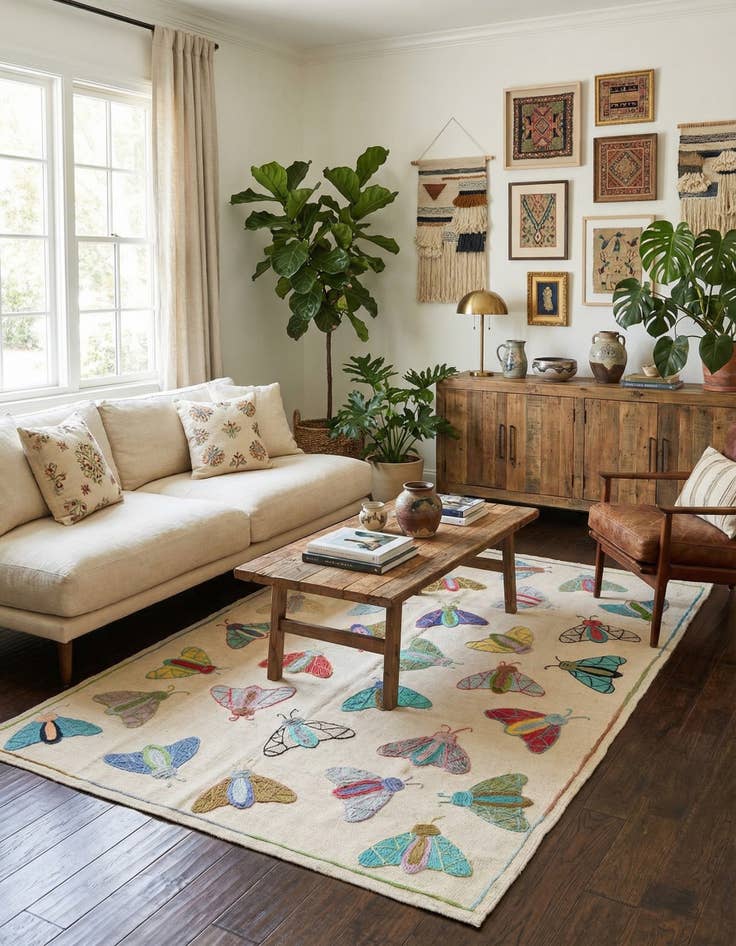 Detail image of 4' 2 x 5' 9  Hand Woven Kilim Suzani Wool Rug