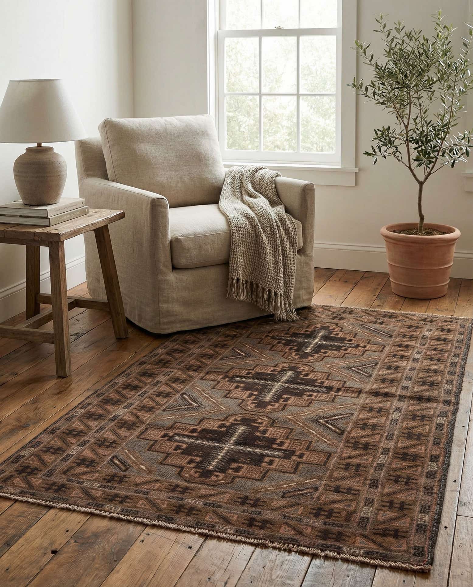 105cm x 190cm Handgeknüpft Ultra Vintage Persisch Wolle Teppich